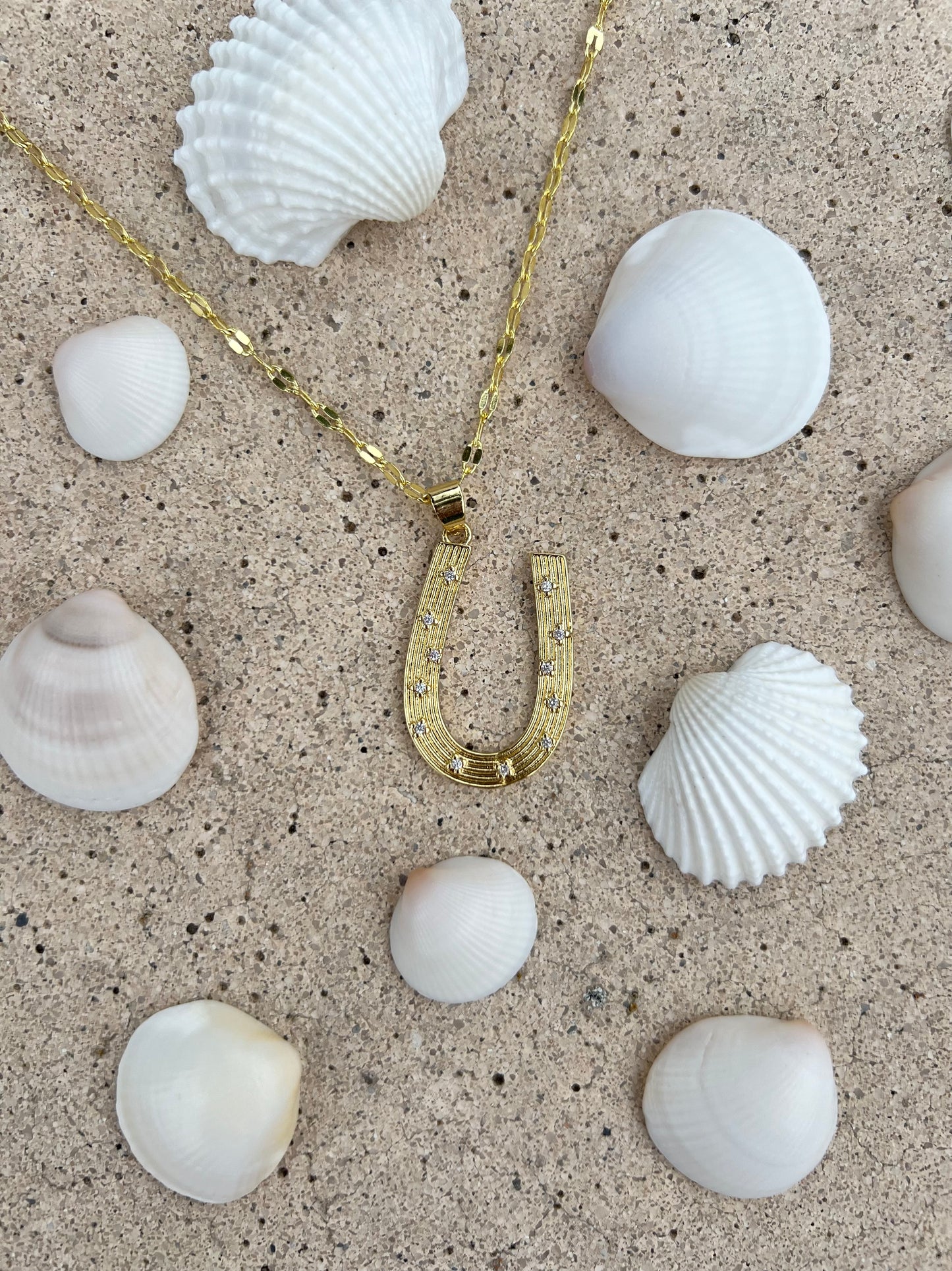 Golden Horseshoe Charm Necklace