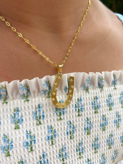 Golden Horseshoe Charm Necklace